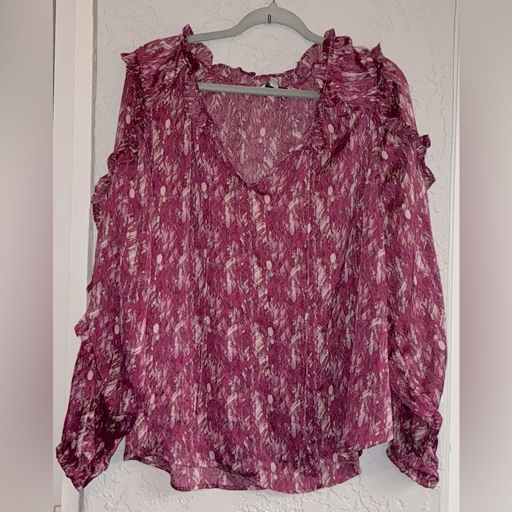 Ophelia Roe Women's Ruffled Pink Blouse (NWOT)